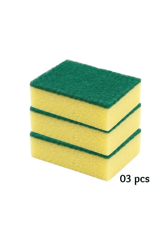 VELMORE Dual Action Kitchen Cleaning Sponge – Heavy Duty Scrub Pad with Soft Foam, Non-Scratch, High Absorbent Dishwashing Sponge, Strong & Durable – 3 PCS Value Pack - Image 1