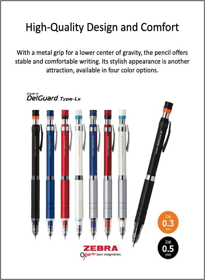 QULLITY ZEBRA Delguard Type Lx 0.5 Blue and 0.5 HB leads, qullity original Black slim pen case, 1 Count (Pack of 3) - Image 4