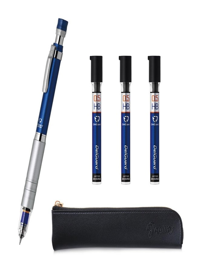 QULLITY ZEBRA Delguard Type Lx 0.5 Blue and 0.5 HB leads, qullity original Black slim pen case, 1 Count (Pack of 3) - Image 1
