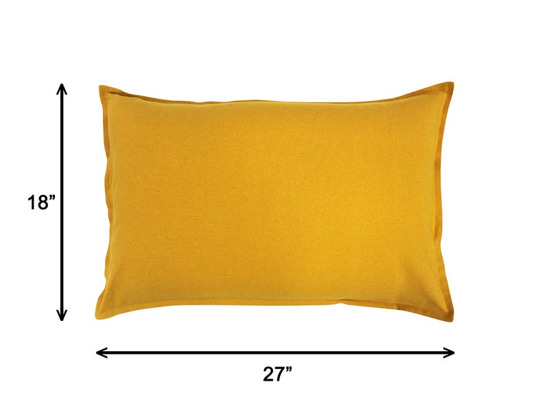 Airwill 100% Cotton Plain Pattern Flap Pillow Covers (46x69cm)(Yellow, Pack of 2 Pieces) - Image 2