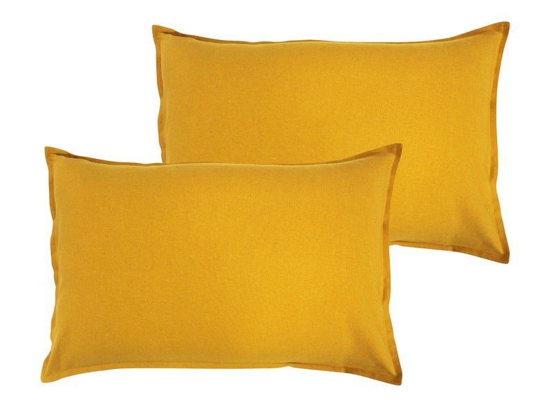 Airwill 100% Cotton Plain Pattern Flap Pillow Covers (46x69cm)(Yellow, Pack of 2 Pieces) - Image 1