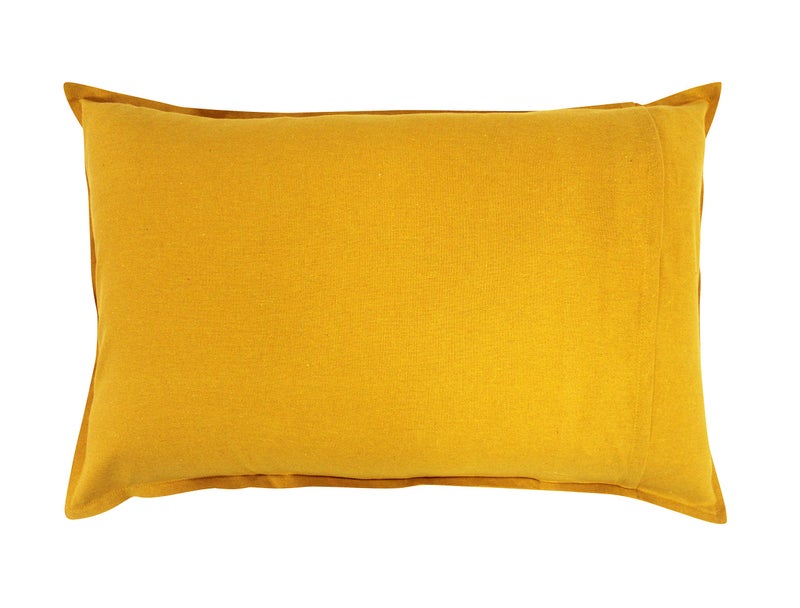 Airwill 100% Cotton Plain Pattern Flap Pillow Covers (46x69cm)(Yellow, Pack of 2 Pieces) - Image 3
