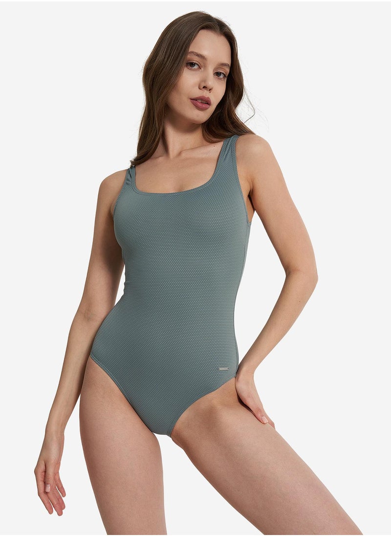 Joss Joss Women's Olive Green Swimsuit with Internal Support, Removable Cups, Open-Back Design, Comfortable Fit for Beach & Swimming  - Image 1