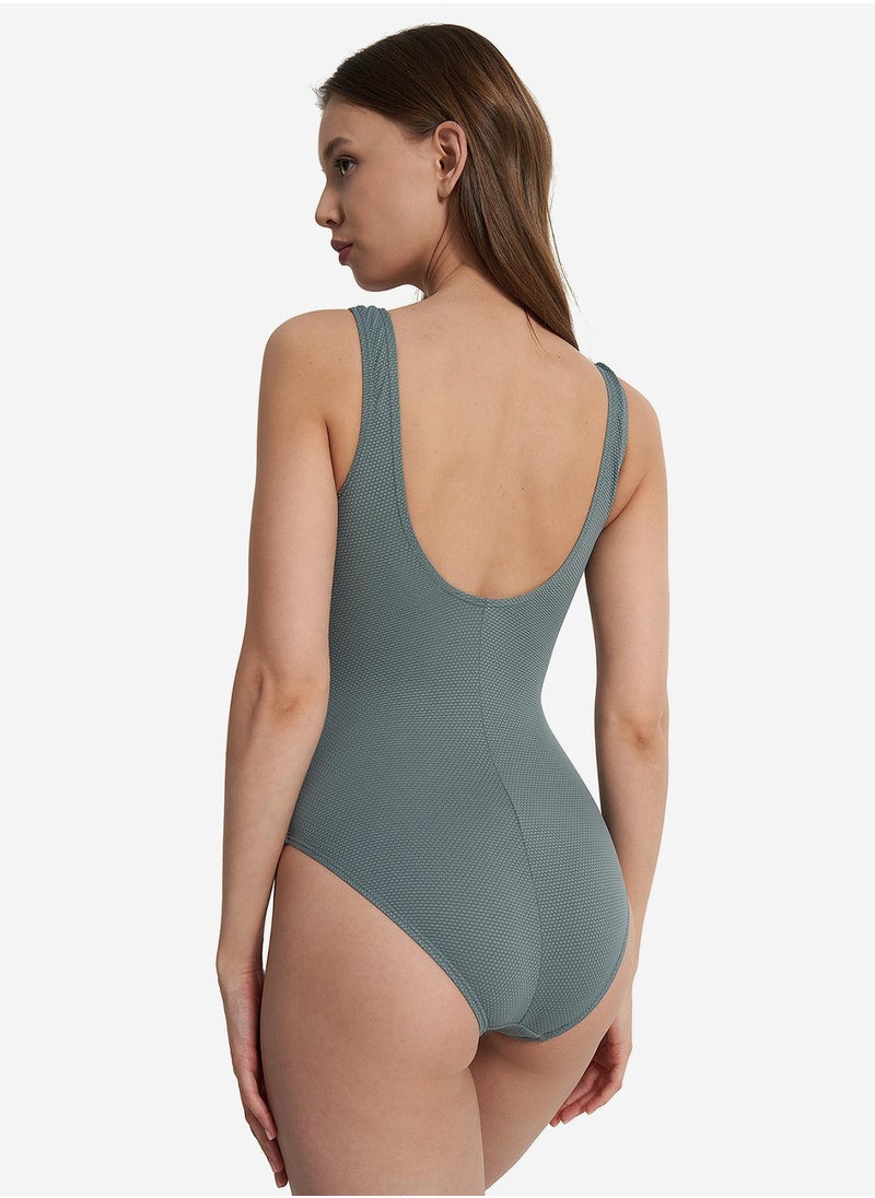 Joss Joss Women's Olive Green Swimsuit with Internal Support, Removable Cups, Open-Back Design, Comfortable Fit for Beach & Swimming  - Image 2