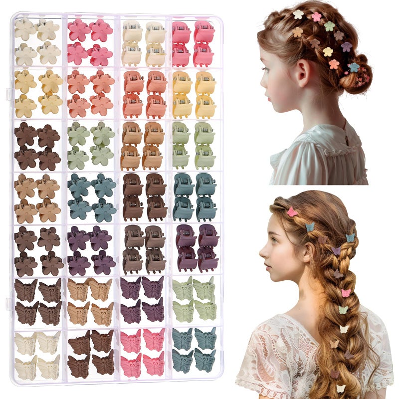 ProSuites 112 Pcs Baby Hair Clips - 3 Styles Mini Flower Butterfly Hair Clips Small Claw Clips for Girls Toddler Hair Accessories with Organizer Box - Image 1