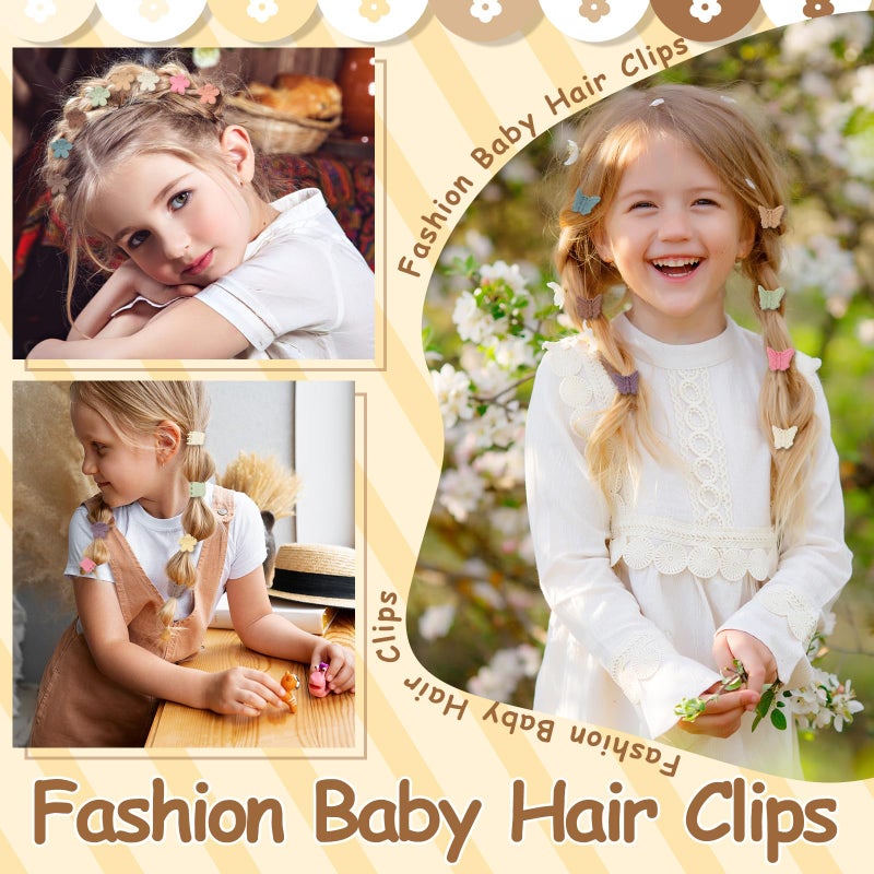 ProSuites 112 Pcs Baby Hair Clips - 3 Styles Mini Flower Butterfly Hair Clips Small Claw Clips for Girls Toddler Hair Accessories with Organizer Box - Image 3
