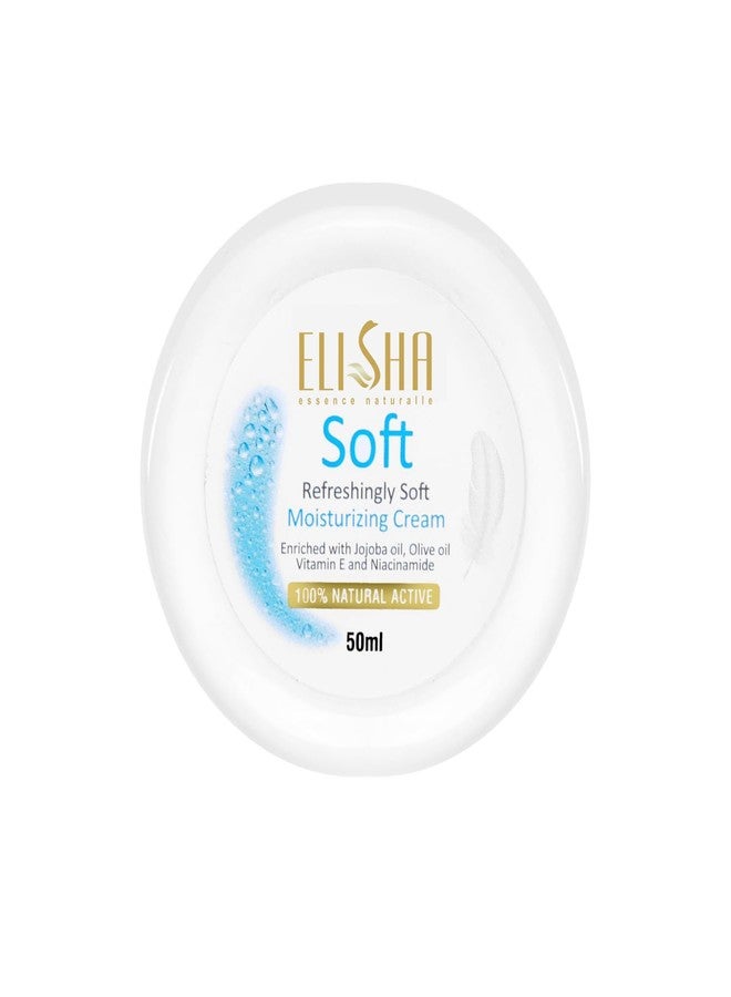 Elisha Soft Moisturizing Cream - Hydrating & Nourishing Cream for All Skin Types Enriched with Jojoba & Olive Oil Vitamin E & Niacinamide for Smooth, Radiant Skin (50ml) - Image 1
