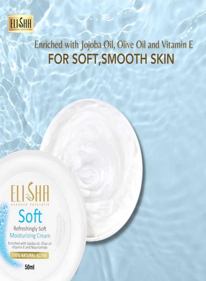 Elisha Soft Moisturizing Cream - Hydrating & Nourishing Cream for All Skin Types Enriched with Jojoba & Olive Oil Vitamin E & Niacinamide for Smooth, Radiant Skin (50ml) - Image 2