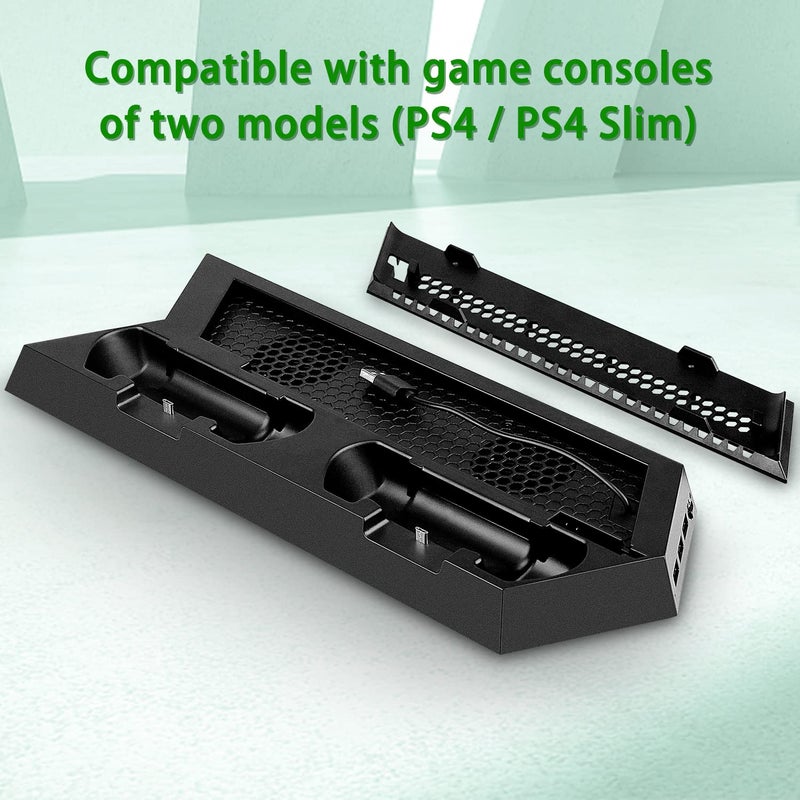 OSTENT Dual Motors Cooling Fan Radiator Charger Station USB Hub Vertical Stand for Sony PS4/Slim Console - Image 3