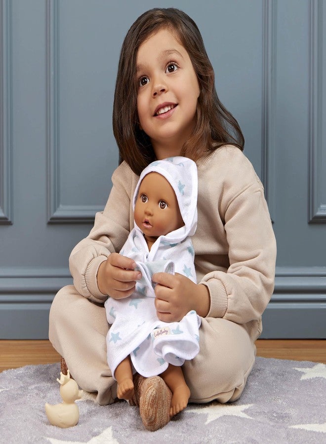 LullaBaby - 14" Baby Doll Accessories - Hooded Bath Towel in Blue Star Pattern - Bath Toys & Pink Ducky - Imaginative Play - Toys for Kids Ages 2 & Up - Baby Doll Bathtime Outfit - Image 4