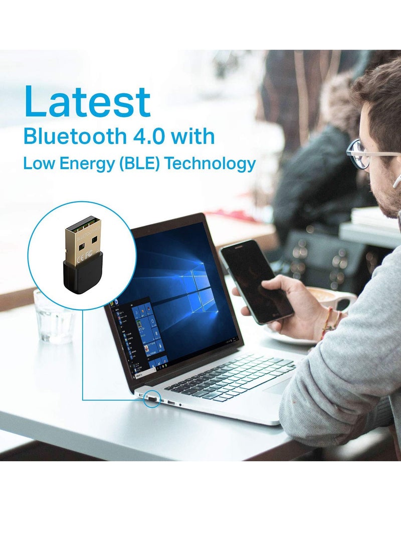 Generic USB Bluetooth Adapter for PC (UB400), 4.0 Dongle Receiver Seamless Wireless Connectivity, Ideal Desktop, Laptop, Gaming Controllers, Printers, Speakers - Supports Windows 11/10/8.1/8/7/XP  - Image 2