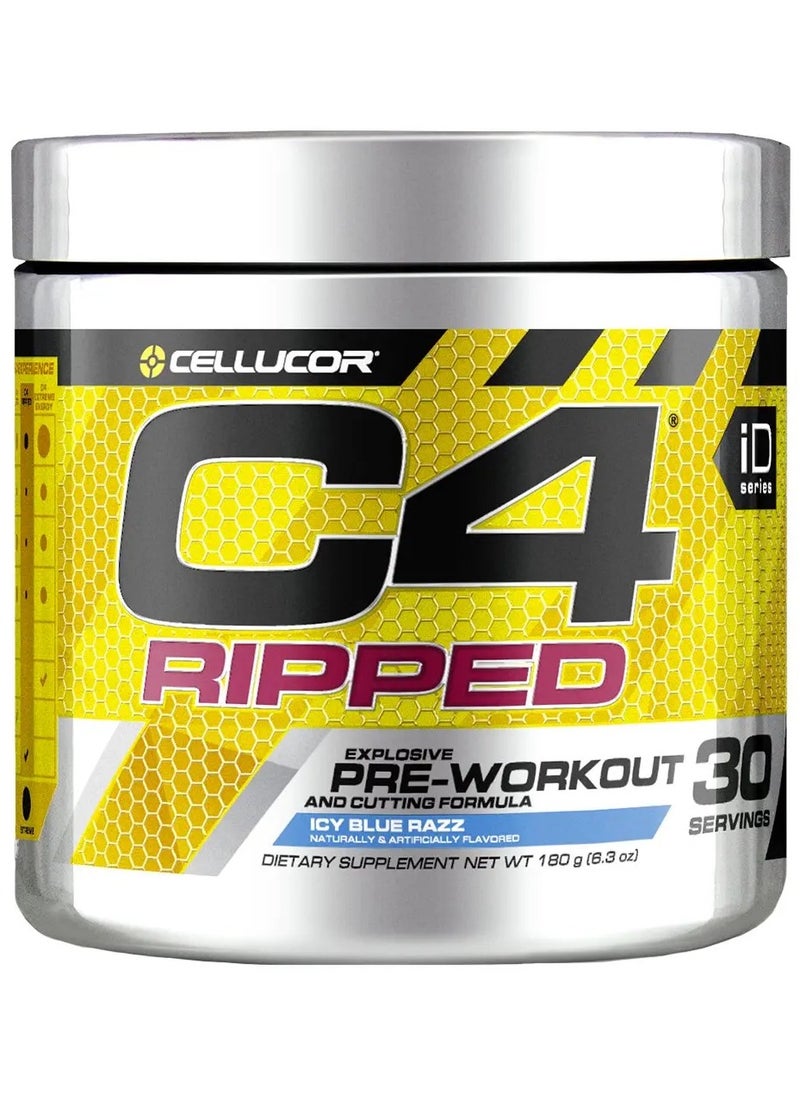 C4  Cellucor C4 Ripped Preworkout Ice Blue Razz - 30 Servings 