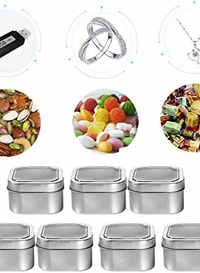 KisSealed Square Metal Tins with Window Lids,15-Pack Empty Square Silver Tins for Candle Making, Candies, Gifts & Treasures (8 OZ) - Image 5