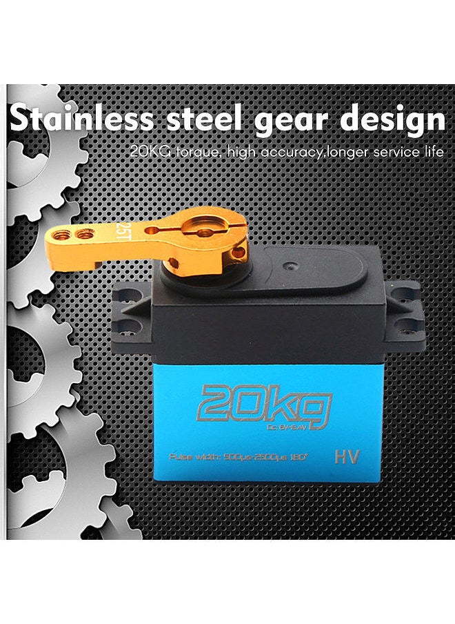 Digital Servo 20kg High Torque 4pcs 180° Stainless Steel Gear Servo for 1/8 1/10 1/12 Scale RC Cars Robot Manipulator with 25T Arm