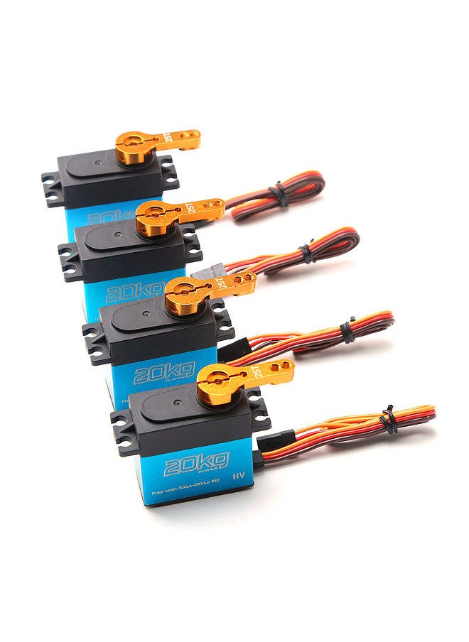 Digital Servo 20kg High Torque 4pcs 180° Stainless Steel Gear Servo for 1/8 1/10 1/12 Scale RC Cars Robot Manipulator with 25T Arm