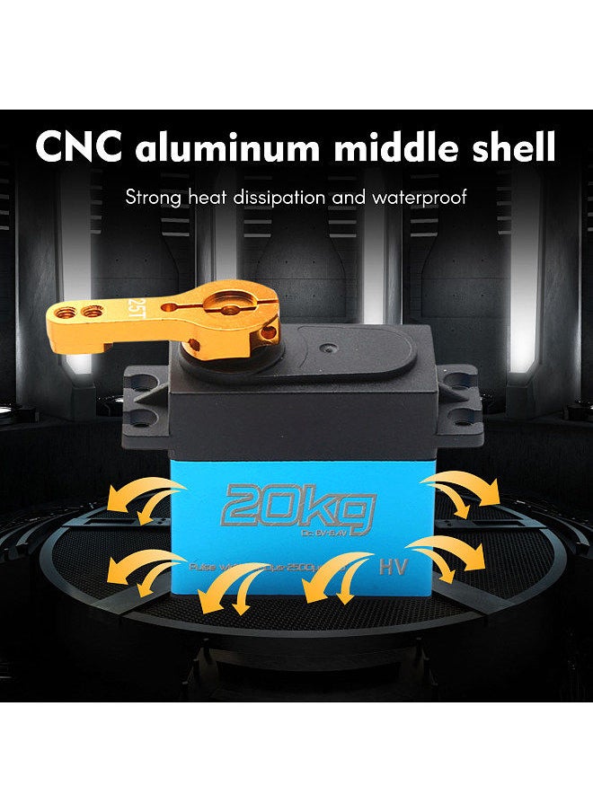 Digital Servo 20kg High Torque 4pcs 180° Stainless Steel Gear Servo for 1/8 1/10 1/12 Scale RC Cars Robot Manipulator with 25T Arm