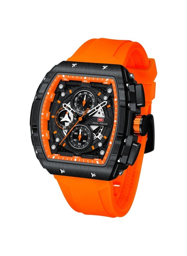 Mini Focus MF0399G.01 Men's Watch – Orange Case & Strap with Black Dial - Image 3
