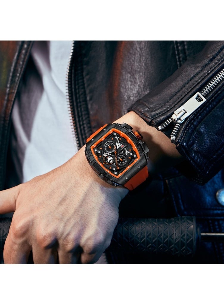 Mini Focus MF0399G.01 Men's Watch – Orange Case & Strap with Black Dial - Image 5