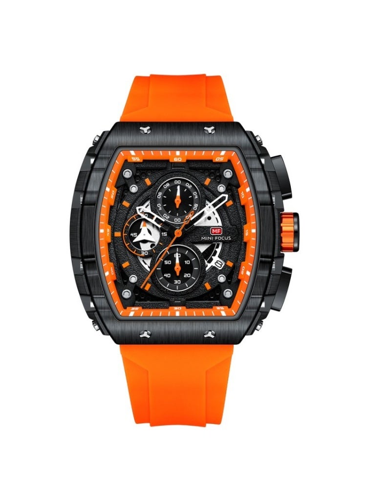 Mini Focus MF0399G.01 Men's Watch – Orange Case & Strap with Black Dial - Image 1