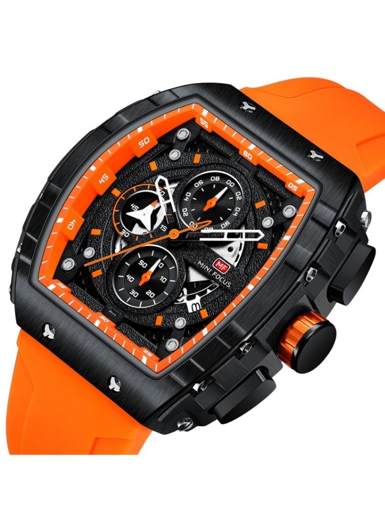 Mini Focus MF0399G.01 Men's Watch – Orange Case & Strap with Black Dial - Image 2
