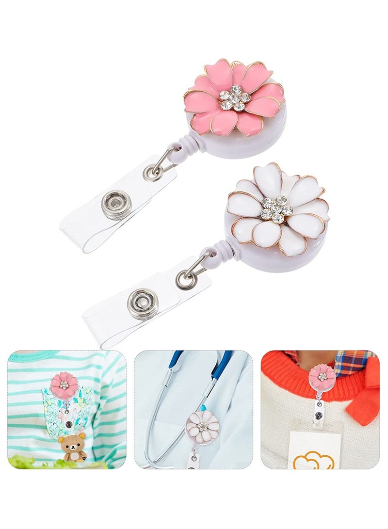 Retractable Badge Holder, 2 Pcs Badge Reel Badge Holder Retractable Reel Holder Id Badge Holder Clip ID Name Badge Holder Reel Clip On Card Holders For Office Workers Nurse Doctors Teachers - Image 2