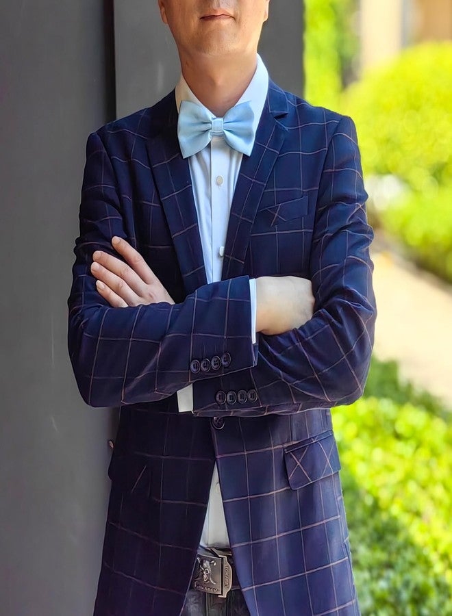 SYAYA Men's Bow Tie, Pre-Tied Silk Bowtie for Men & Boy Clip-On for Formal Business Tuxedo or Boys Office Uniform Suit U-MBT3 (Baby blue) - Image 2
