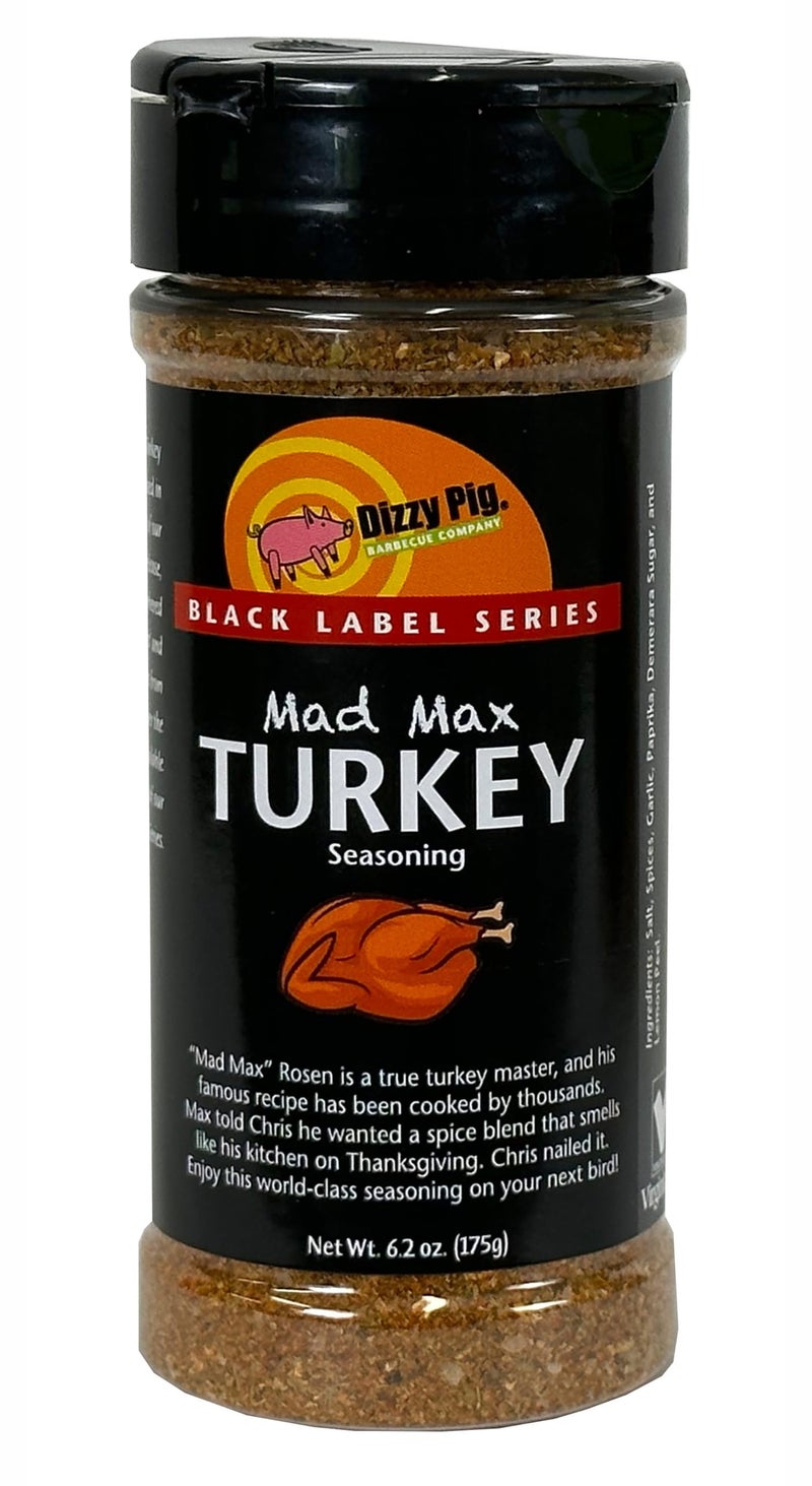Dizzy Pig Mad Max Turkey Seasoning Rub (8oz Shaker) - Seasons 30+lbs of Food - Hand Made in the USA - MSG Free, Gluten Free - Image 1