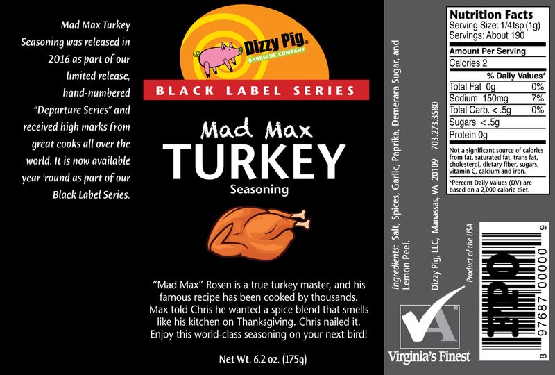 Dizzy Pig Mad Max Turkey Seasoning Rub (8oz Shaker) - Seasons 30+lbs of Food - Hand Made in the USA - MSG Free, Gluten Free - Image 4
