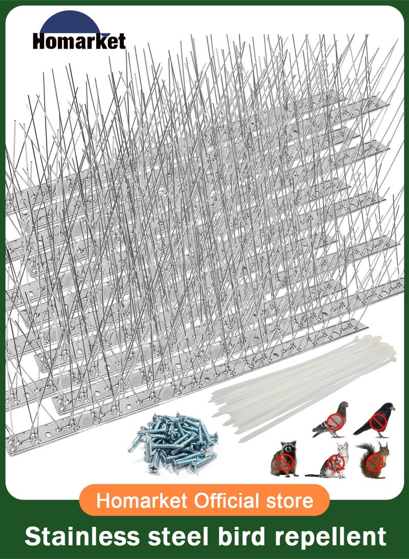 هومار كيت مجموعة من 12 شريطًا من مسامير الطيور، أحدث مسامير الحمام مع مسامير رادعة من الفولاذ المقاوم للصدأ وقاعدة مرنة 360 درجة وربطات كابلات، تغطي 20/13/10 أقدام، حماية رائعة للأسطح المسطحة أو المنحنية - Image 1