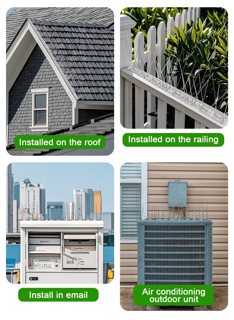 هومار كيت مجموعة من 12 شريطًا من مسامير الطيور، أحدث مسامير الحمام مع مسامير رادعة من الفولاذ المقاوم للصدأ وقاعدة مرنة 360 درجة وربطات كابلات، تغطي 20/13/10 أقدام، حماية رائعة للأسطح المسطحة أو المنحنية - Image 5