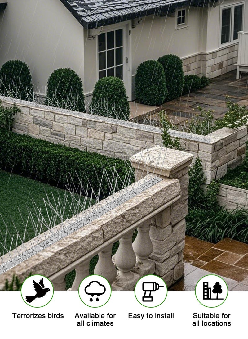 هومار كيت مجموعة من 12 شريطًا من مسامير الطيور، أحدث مسامير الحمام مع مسامير رادعة من الفولاذ المقاوم للصدأ وقاعدة مرنة 360 درجة وربطات كابلات، تغطي 20/13/10 أقدام، حماية رائعة للأسطح المسطحة أو المنحنية - Image 3