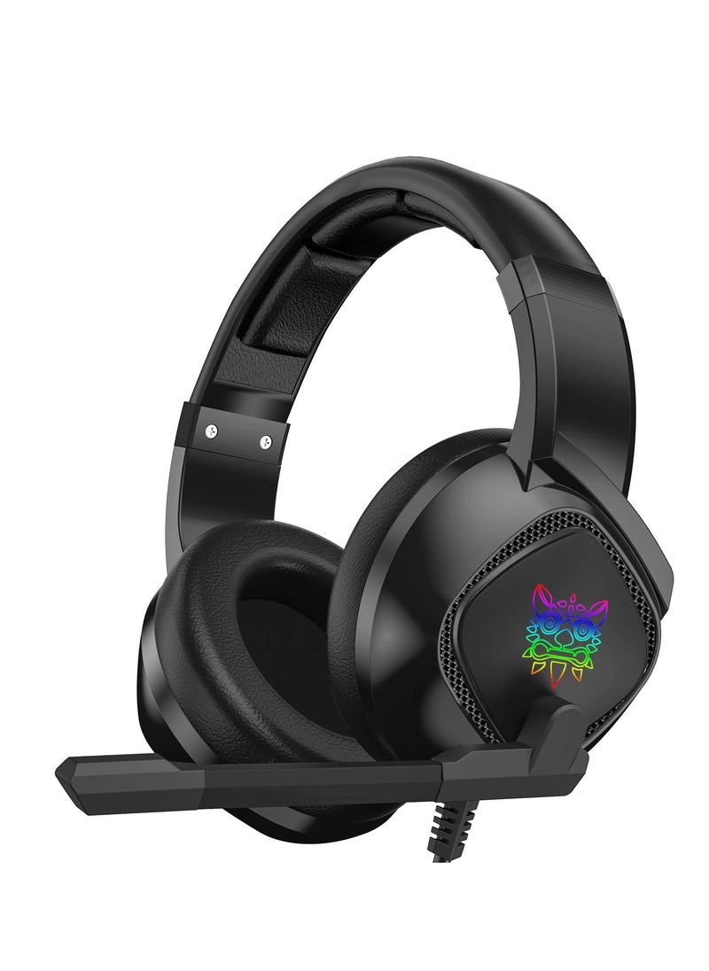 Generic Gaming Headset with Microphone, Noise Canceling Over Ear Headphones with 3D Surround Sound Stereo, Soft Earmuff & RGB LED Light for Computer, Laptop, Mac, Nintendo, Gamer (Black)  - Image 2