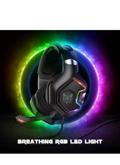 Generic Gaming Headset with Microphone, Noise Canceling Over Ear Headphones with 3D Surround Sound Stereo, Soft Earmuff & RGB LED Light for Computer, Laptop, Mac, Nintendo, Gamer (Black)  - Image 4