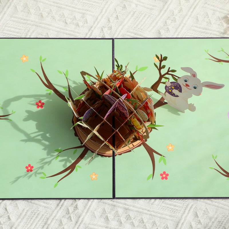 Three-Dimensional Greeting Card Easter Egg Rabbit Creative Handmade Paper Carving Thanksgiving Blessing Message Card - Image 4