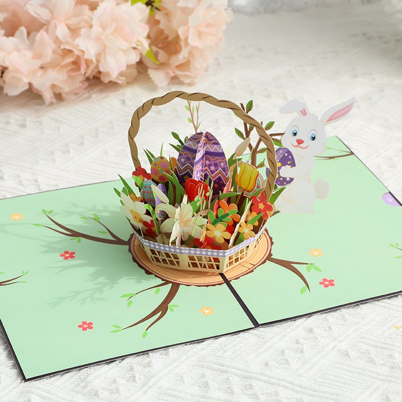 Three-Dimensional Greeting Card Easter Egg Rabbit Creative Handmade Paper Carving Thanksgiving Blessing Message Card - Image 5