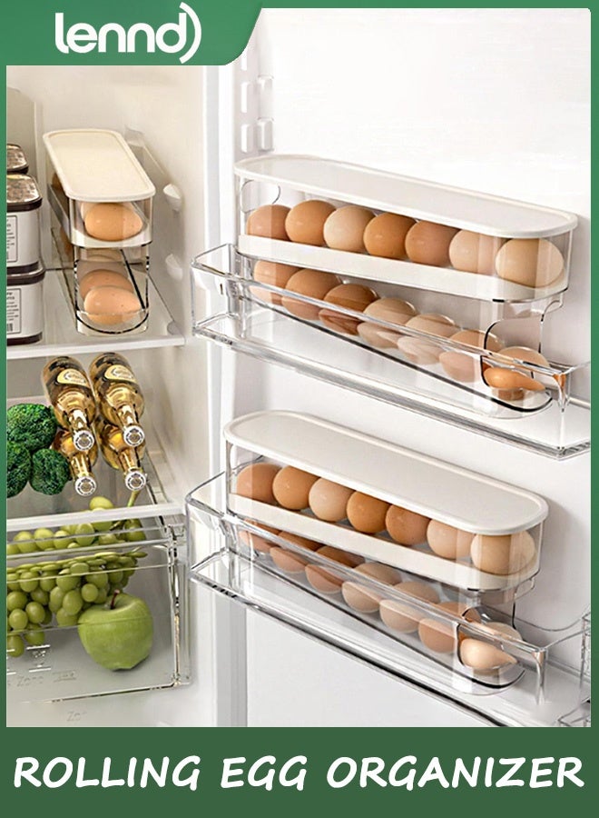 LENND Auto Rolling Fridge Egg Organizer, Space Saving Eggs Dispenser for Refrigerator Storager, Home Egg Holder, 1 pack - Image 1