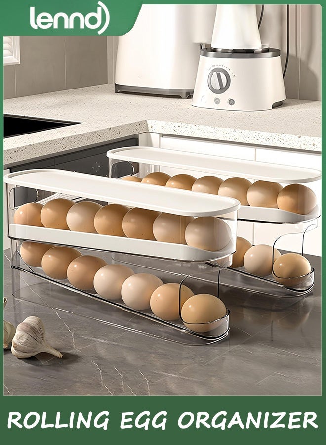 LENND Auto Rolling Fridge Egg Organizer, Space Saving Eggs Dispenser for Refrigerator Storager, Home Egg Holder, 1 pack - Image 4