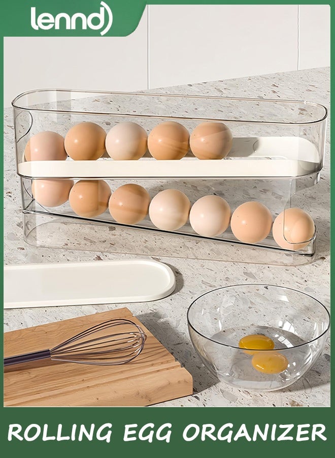 LENND Auto Rolling Fridge Egg Organizer, Space Saving Eggs Dispenser for Refrigerator Storager, Home Egg Holder, 1 pack - Image 5