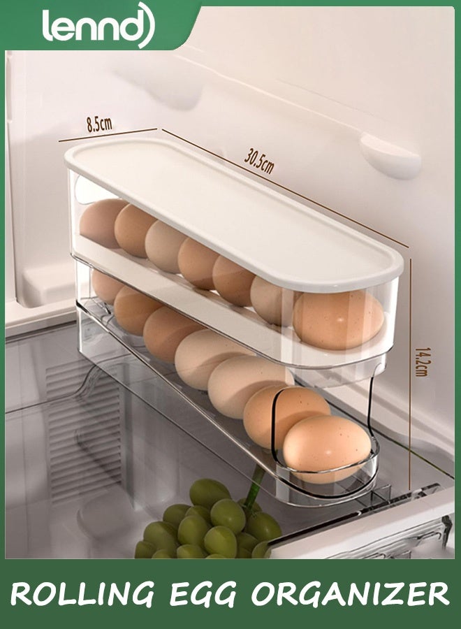 LENND Auto Rolling Fridge Egg Organizer, Space Saving Eggs Dispenser for Refrigerator Storager, Home Egg Holder, 1 pack - Image 2
