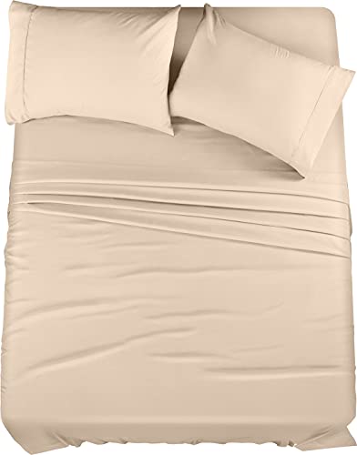 Utopia Bedding Queen Sheet Set – 4 Piece Bed Sheets for Queen Size Bed, Soft and Breathable Microfiber, Includes 1 Fitted Sheet, 1 Flat Sheet and 2 Pillowcases (Beige) - Image 1