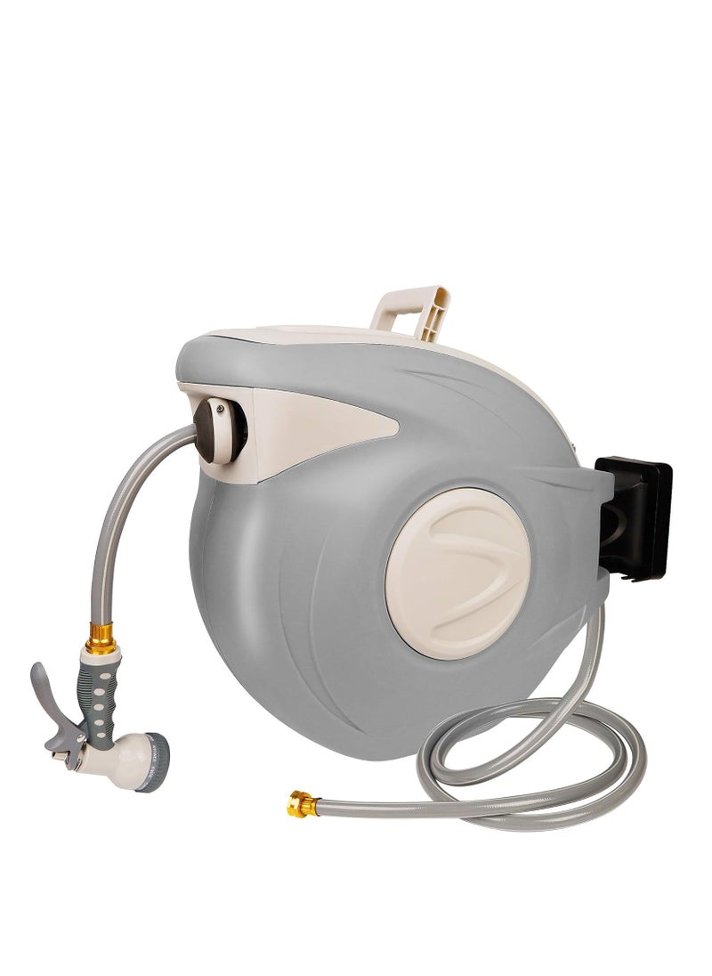 MOCOM Twinkle Star Retractable Garden Hose Reel 65.6FT + 6.6FT | 5/8" Heavy Duty Hose Reel with 9-Pattern Spray Nozzle, Any-Length Lock, Slow Auto Rewind, 180° Wall Mount Swivel Bracket | for Garden, Lawn, Car Wash, Pet Shower & More  - Image 1