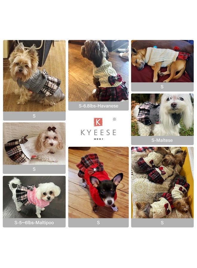 KYEESE Dog Sweaters for Small Dogs Girl Pullover Dog Sweater Comfy Small Dog Sweater with Bowtie Buffalo Check Dog Coats Dog Clothes Turtleneck Dog Sweater Dress Knitwear Puppy Sweater - Image 4
