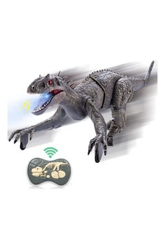 Y&D Remote Control Dinosaur Toys Big Electric RC Walking Robot with Water Mist Flashing Light Roaring Simulation Velociraptor Powered by Rechargeable Battery for Kids Birthday Gifts  - Image 1