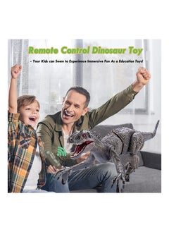 Y&D Remote Control Dinosaur Toys Big Electric RC Walking Robot with Water Mist Flashing Light Roaring Simulation Velociraptor Powered by Rechargeable Battery for Kids Birthday Gifts  - Image 2