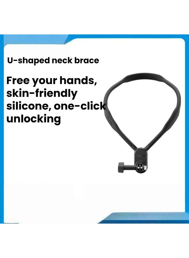 حر اليدين يو على شكل الرقبة جبل حامل الجلد ودية سيليكون بنقرة واحدة فتح تنوعا التوافق مثالية لتسجيل الفيديو مشاهدة الفيديو استخدام الجهاز حر اليدين - Image 1
