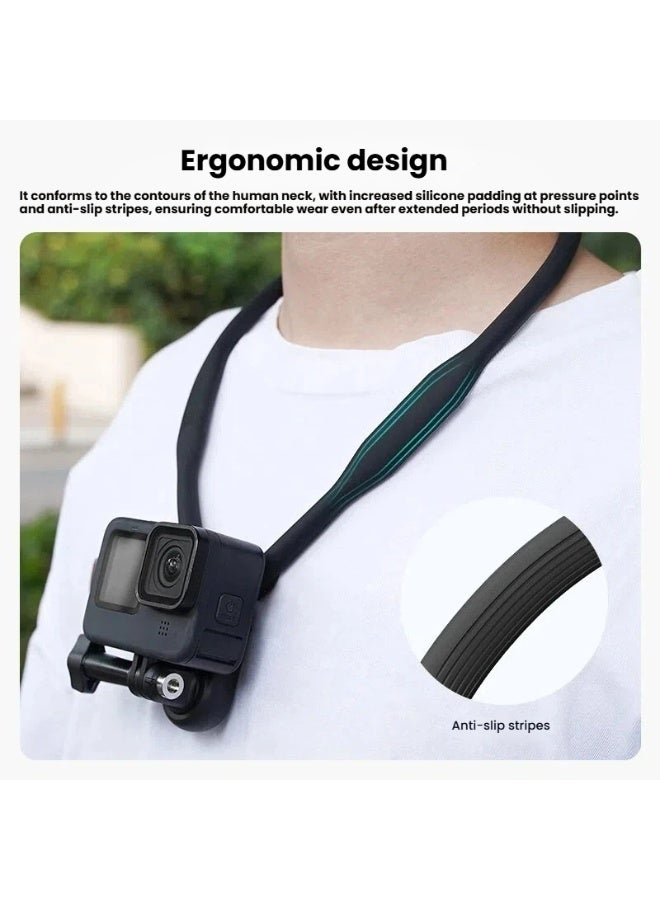 حر اليدين يو على شكل الرقبة جبل حامل الجلد ودية سيليكون بنقرة واحدة فتح تنوعا التوافق مثالية لتسجيل الفيديو مشاهدة الفيديو استخدام الجهاز حر اليدين - Image 4