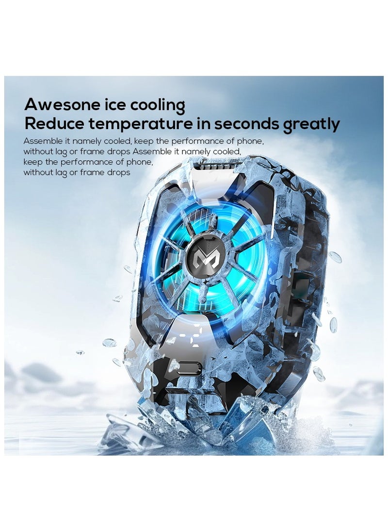 Phone Cooler Mobile Phone Radiator Temperature Display，Cooling Fan Phone, 68g Lightweight Magnetic Cell Phone Cooler| Multifunctional Radiator Fan Cell Phone| Radiator Cooling Fans Kit for Phone Accessories, Mobile Gamers and Anchors  - Image 2