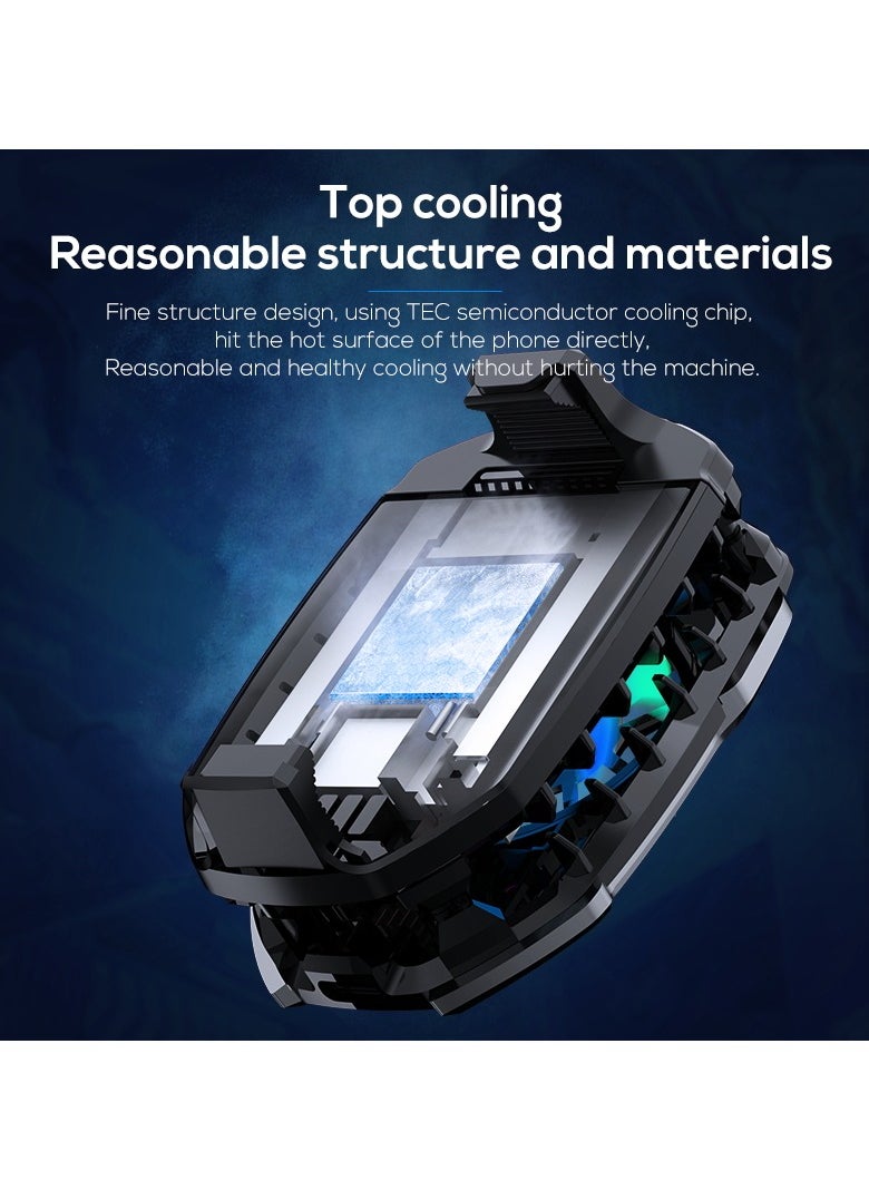Phone Cooler Mobile Phone Radiator Temperature Display，Cooling Fan Phone, 68g Lightweight Magnetic Cell Phone Cooler| Multifunctional Radiator Fan Cell Phone| Radiator Cooling Fans Kit for Phone Accessories, Mobile Gamers and Anchors  - Image 3