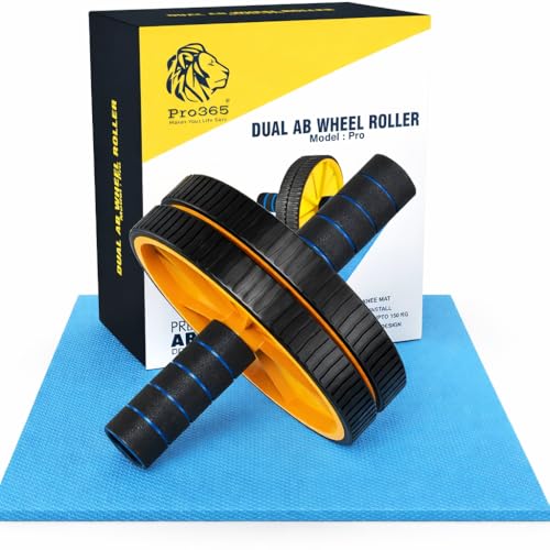 PRO365 Premium Ab Wheel Roller | Heavy Steel Rod | Core Home Workout Equipment 100 Kg | 6MM Knee Mat | Lifetime Brand Warranty - Image 1