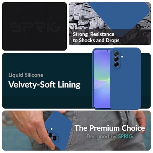 SPRIG Compatible with Samsung A36 5G Premium SilkTone Back Cover Drop Tested Shock Proof Mobile Case for Men, Women, Boys and Girls with Camera Protection (Navy Blue) - Image 3